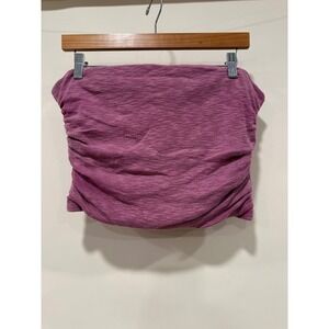 Free People Women's XL Plum Purple Ruched Tube Top Cotton Blend Casual